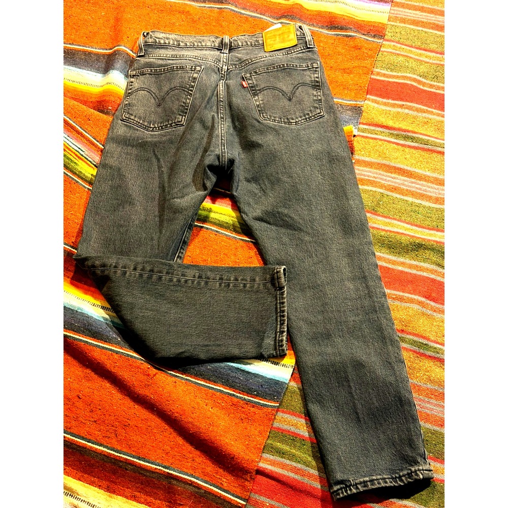 Levis Premium 501 Button Fly Gray Black Wash Straight Leg Womens Size 28x26